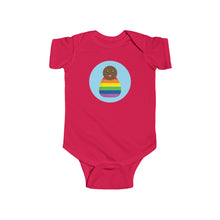 Load image into Gallery viewer, Rainbow Peg Doll (Dark Skin Tone) Infant Fine Jersey Bodysuit