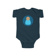 Load image into Gallery viewer, Blue Peg Doll (Medium Skin Tone) Infant Fine Jersey Bodysuit