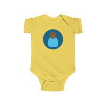 Load image into Gallery viewer, Blue Peg Doll (Dark Skin Tone) Infant Fine Jersey Bodysuit