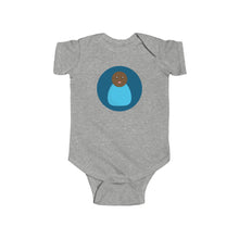 Load image into Gallery viewer, Blue Peg Doll (Dark Skin Tone) Infant Fine Jersey Bodysuit