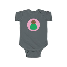 Load image into Gallery viewer, Green Peg Doll (Dark Skin Tone) Infant Fine Jersey Bodysuit