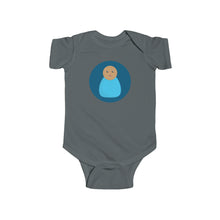 Load image into Gallery viewer, Blue Peg Doll (Medium Skin Tone) Infant Fine Jersey Bodysuit
