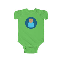 Load image into Gallery viewer, Blue Peg Doll (Medium Skin Tone) Infant Fine Jersey Bodysuit
