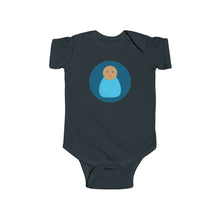 Load image into Gallery viewer, Blue Peg Doll (Medium Skin Tone) Infant Fine Jersey Bodysuit
