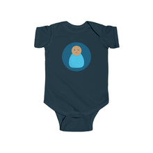 Load image into Gallery viewer, Blue Peg Doll (Medium Skin Tone) Infant Fine Jersey Bodysuit
