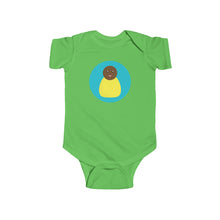 Load image into Gallery viewer, Yellow Peg Doll (Dark Skin Tone) Infant Fine Jersey Bodysuit
