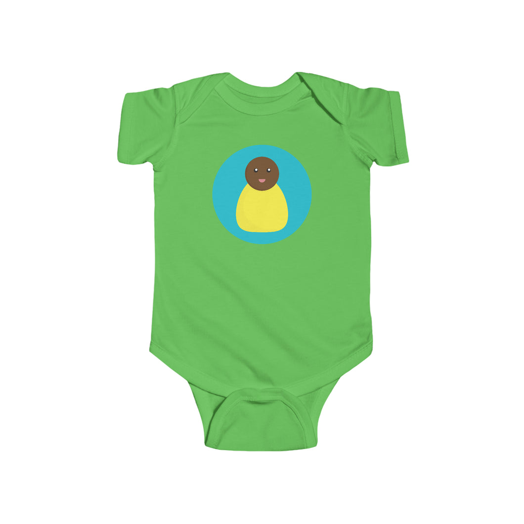 Yellow Peg Doll (Dark Skin Tone) Infant Fine Jersey Bodysuit