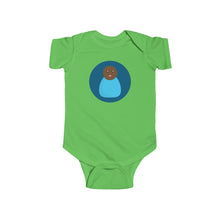 Load image into Gallery viewer, Blue Peg Doll (Dark Skin Tone) Infant Fine Jersey Bodysuit
