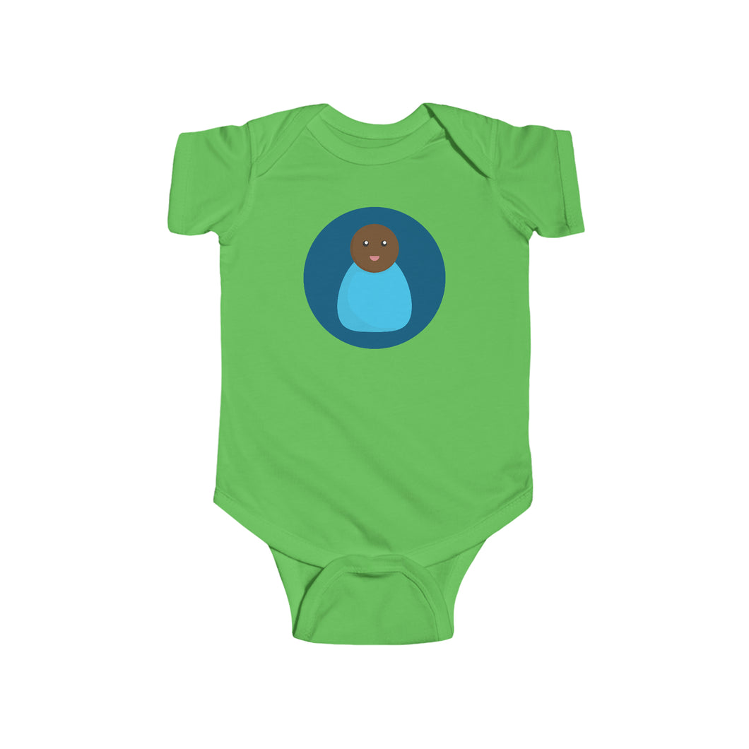 Blue Peg Doll (Dark Skin Tone) Infant Fine Jersey Bodysuit