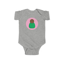 Load image into Gallery viewer, Green Peg Doll (Dark Skin Tone) Infant Fine Jersey Bodysuit
