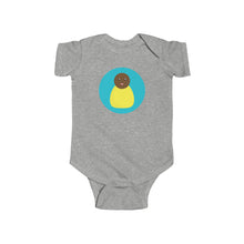 Load image into Gallery viewer, Yellow Peg Doll (Dark Skin Tone) Infant Fine Jersey Bodysuit
