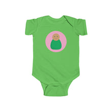 Load image into Gallery viewer, Green Peg Doll (Medium Skin Tone) Infant Fine Jersey Bodysuit
