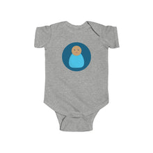 Load image into Gallery viewer, Blue Peg Doll (Medium Skin Tone) Infant Fine Jersey Bodysuit
