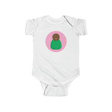 Load image into Gallery viewer, Green Peg Doll (Dark Skin Tone) Infant Fine Jersey Bodysuit
