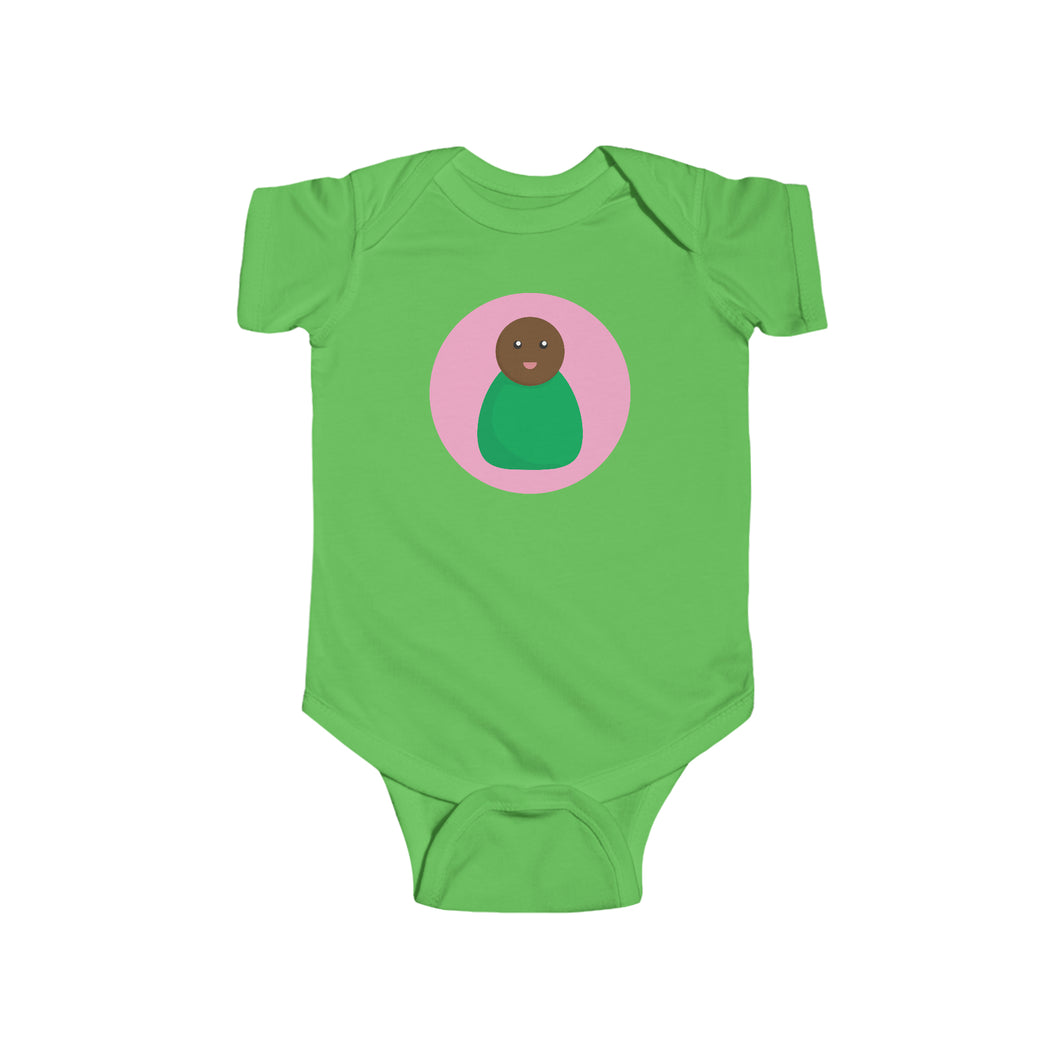 Green Peg Doll (Dark Skin Tone) Infant Fine Jersey Bodysuit