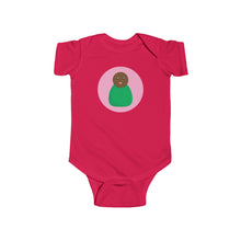 Load image into Gallery viewer, Green Peg Doll (Dark Skin Tone) Infant Fine Jersey Bodysuit
