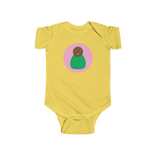 Load image into Gallery viewer, Green Peg Doll (Dark Skin Tone) Infant Fine Jersey Bodysuit
